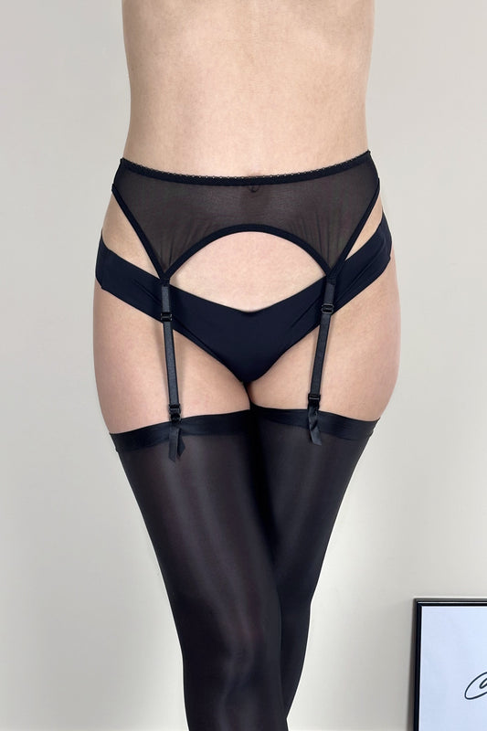 Elegant Sheer Mesh Suspender Belt