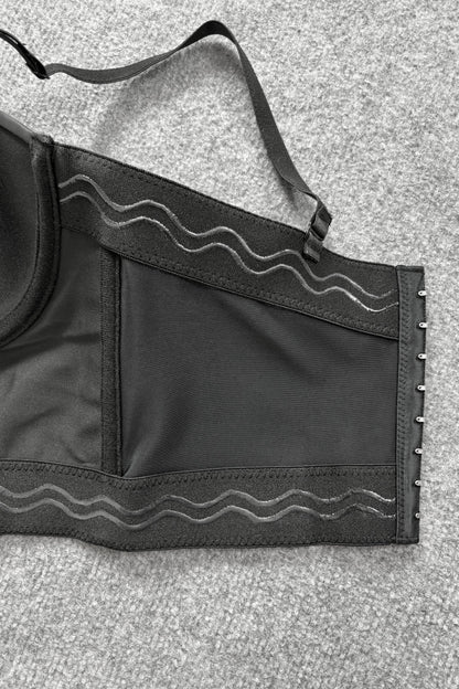 Black PU Leather Corset Top