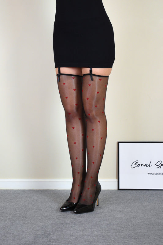 Sheer Stockings with Mini Hearts