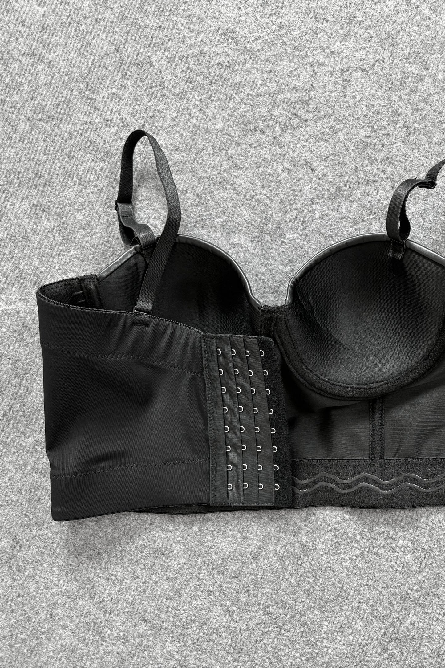 Black PU Leather Corset Top
