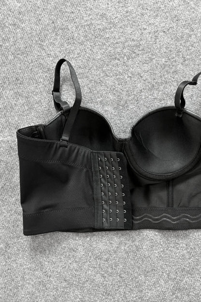 Black PU Leather Corset Top