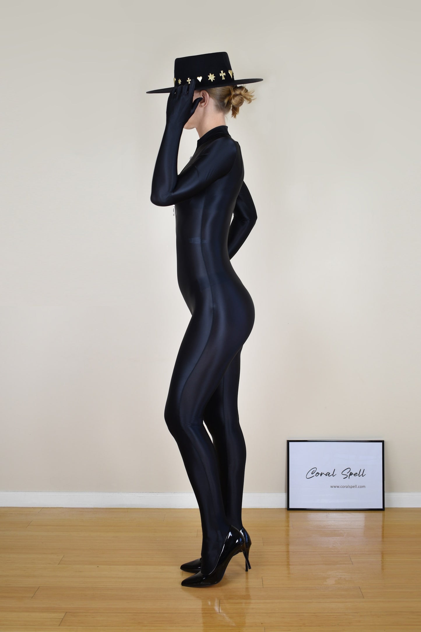 Shiny Spandex Bodystocking with Fingers & Dual Zippers