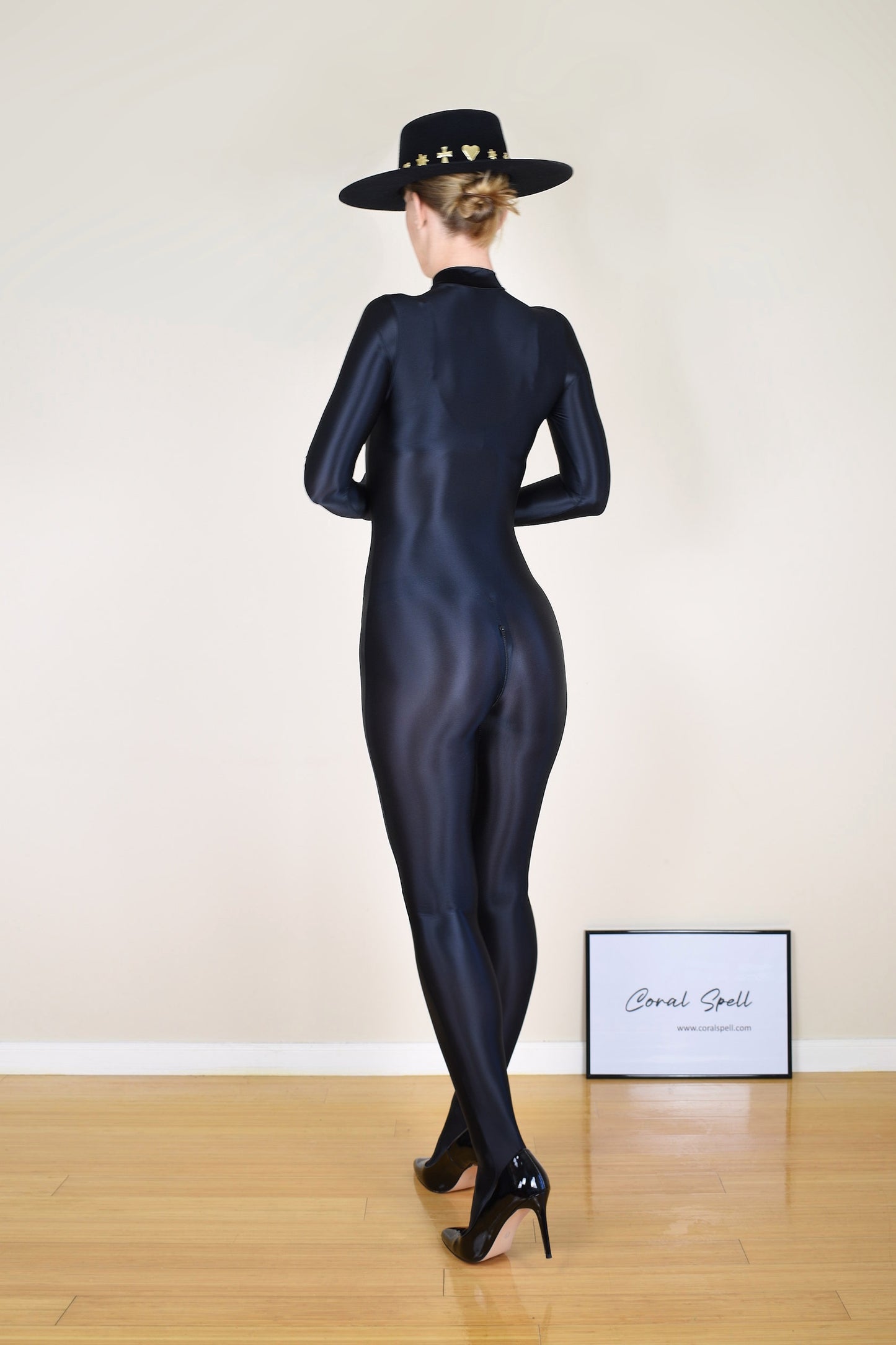 Shiny Spandex Bodystocking with Fingers & Dual Zippers