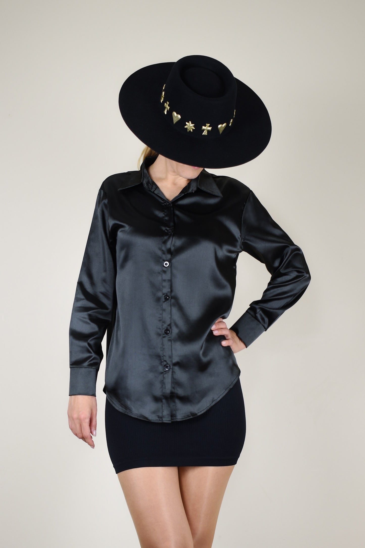 Silky Satin Button-Up Shirt