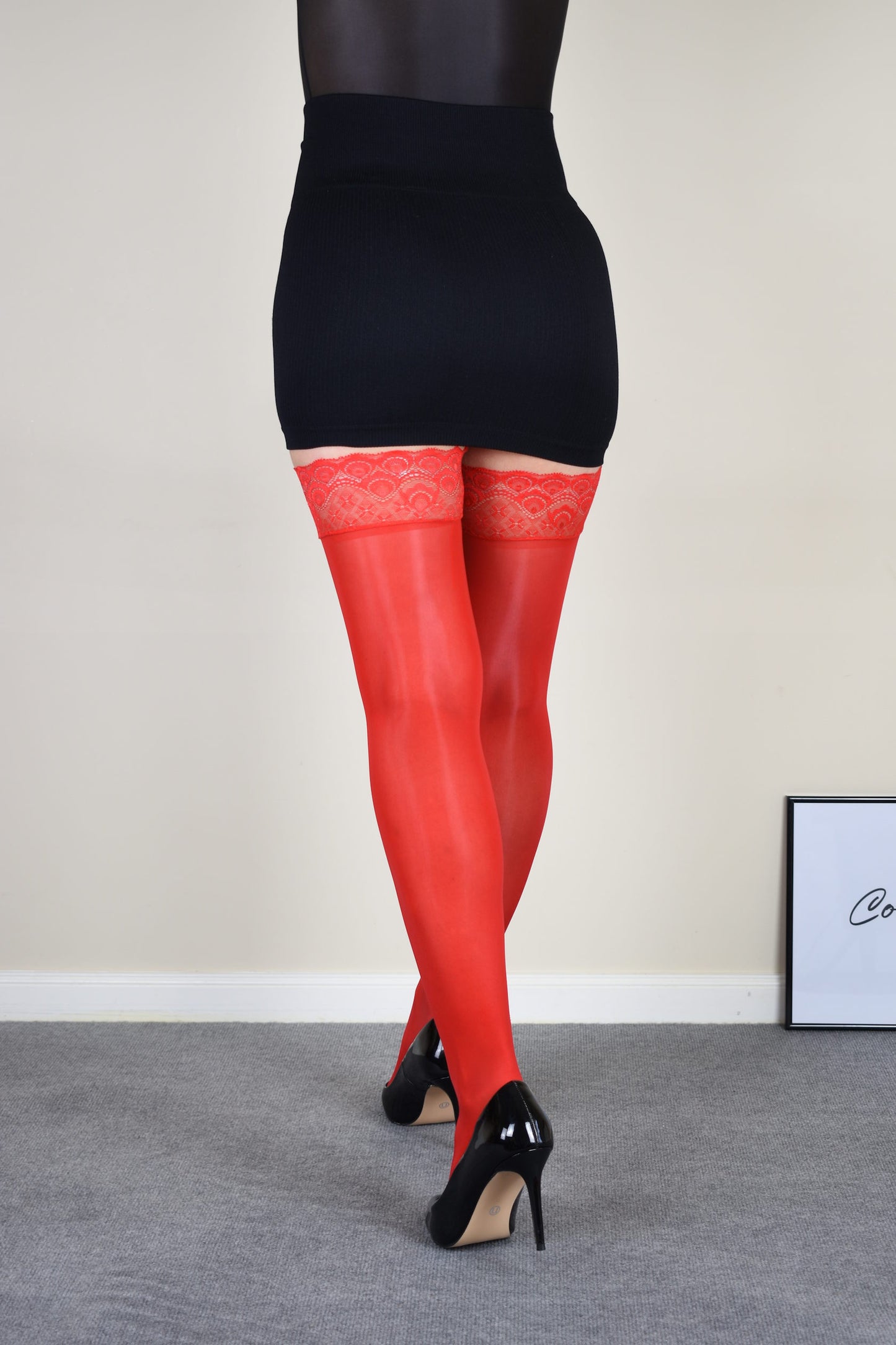 Ultra-Sheer Hold Up Stockings with Lace Top