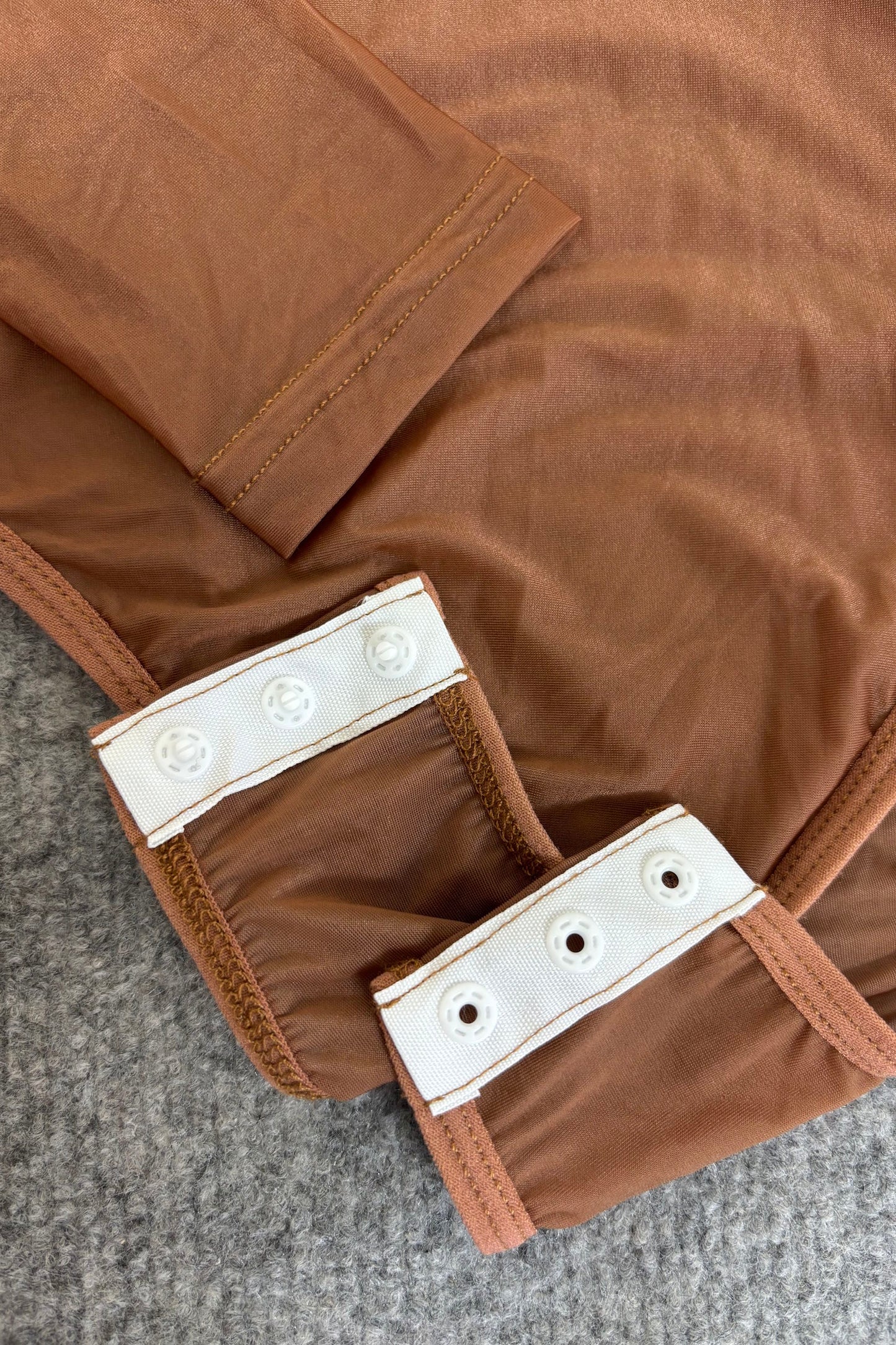 Brown Glossy Sheer Nylon Bodysuit