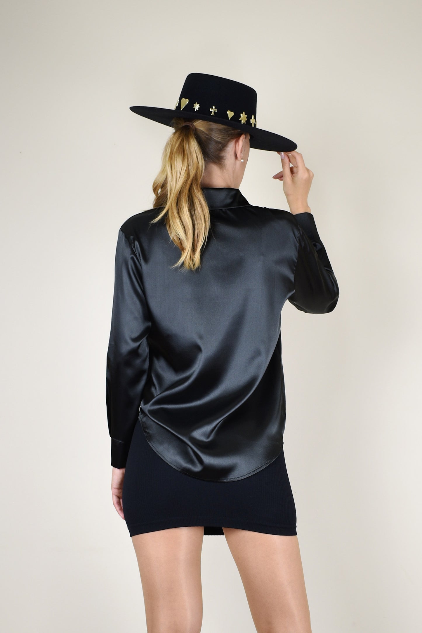 Silky Satin Button-Up Shirt