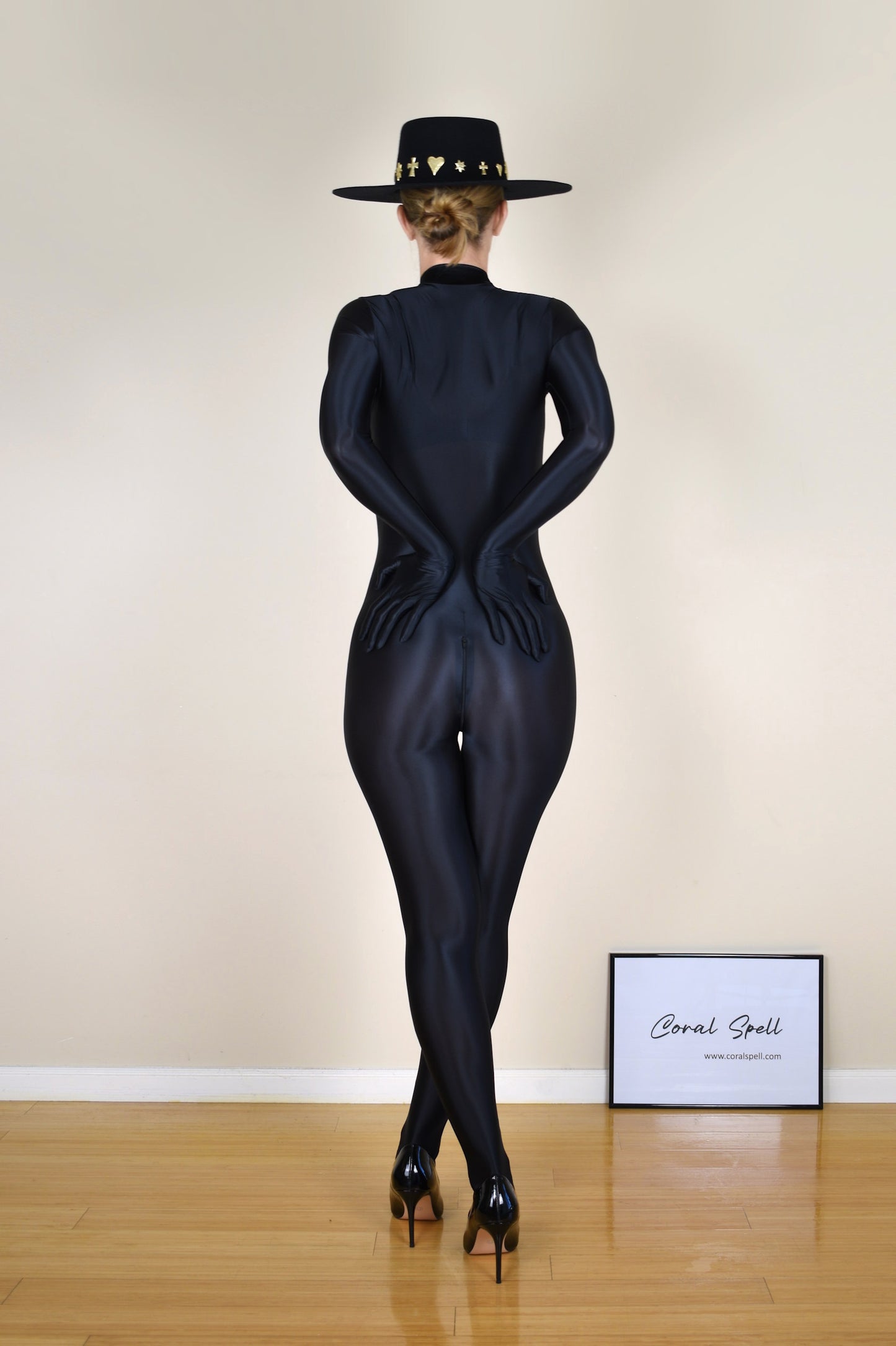 Shiny Spandex Bodystocking with Fingers & Dual Zippers