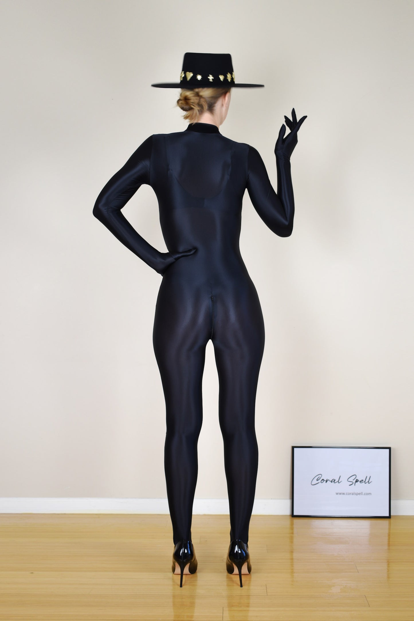 Shiny Spandex Bodystocking with Fingers & Dual Zippers