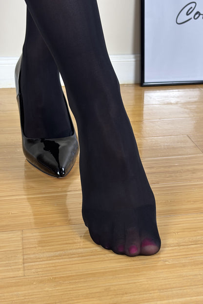 Black Glossy Pantyhose with Double Zip