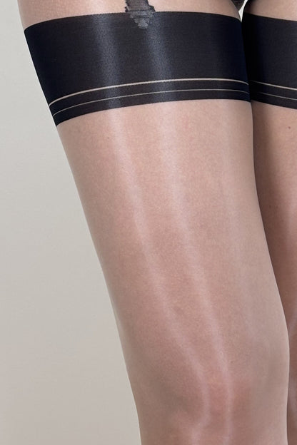 Crotchless Cuban Style Mock Garter Tights