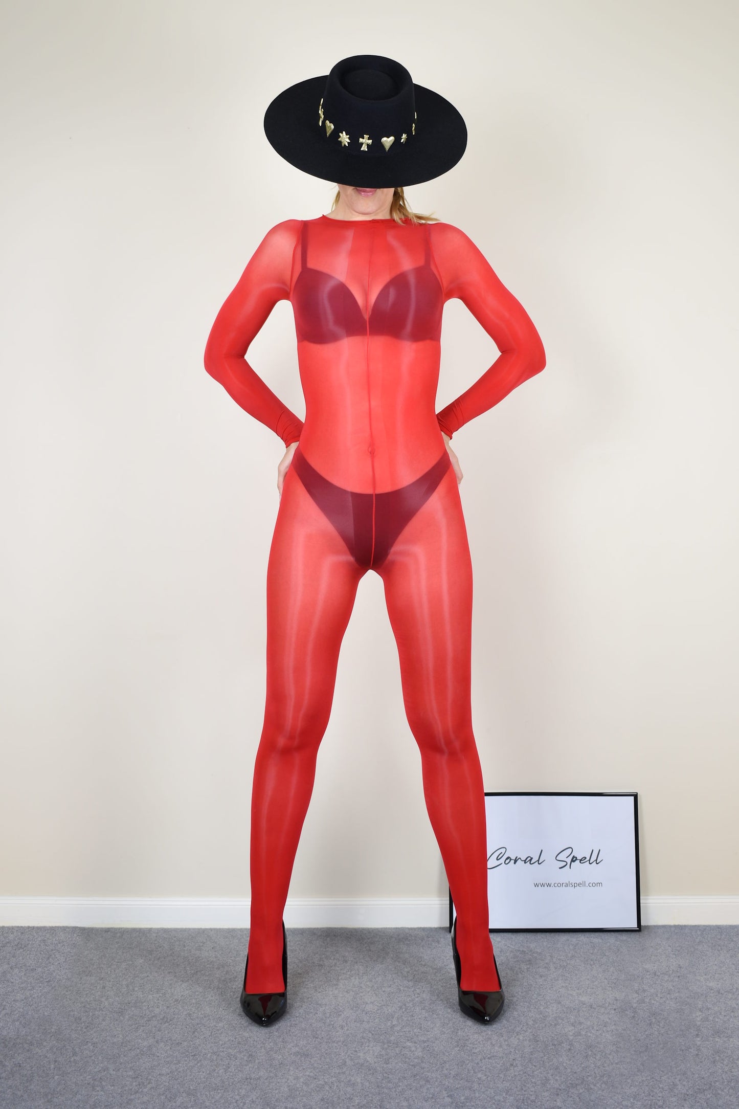 Glossy Full Body Catsuit - Closed Crotch